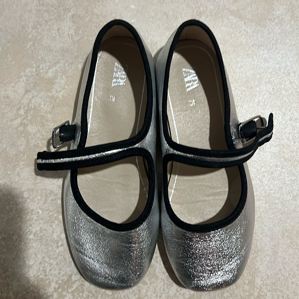 Zara Sliver Girls Flats